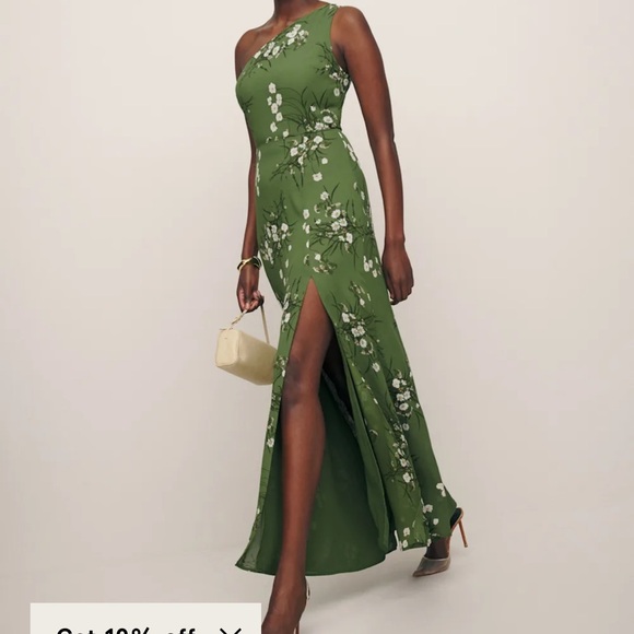 Reformation Green Floral One-Shoulder Maxi Dress - Picture 4 of 4